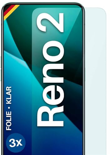 moex für Oppo Reno2 Schutzfolie Displayschutz Folie Ultra-klar HD 0,2 mm kompatibel mit jeder Hülle, Anbringen ohne Blasen, Handyfolie Extra Kratzfest, FlexProtect 3 Stück