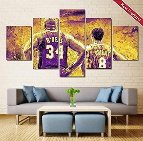 104Tdfc 5 Bilder Leinwanddrucke wandbild 5 teilig Leinwandbild Shaq und Kobe 200X100cm 5 TLG Kunstdrucke Skulpturen Küche Haushalt Möbel Wohnaccessoires