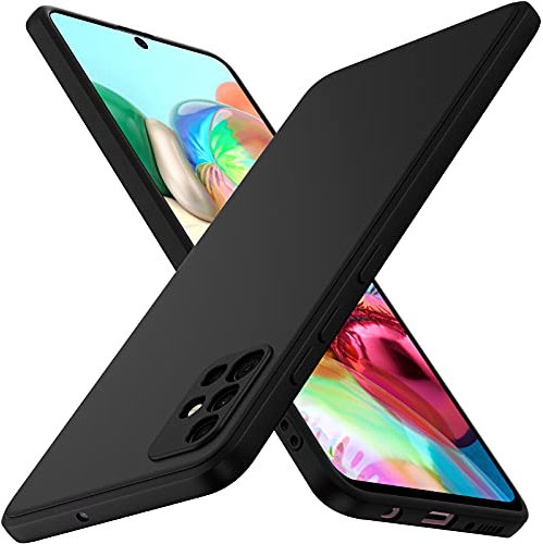 ivoler Silikon Hülle für Samsung Galaxy A71 4G mit Kameraschutz, Ultra Dünne Weiche Stoßfest Schutzhülle Flexible TPU Matte Schwarz Handyhülle Kratzfest Case Cover
