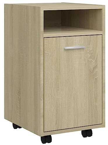 vidaXL Beistellschrank mit Rollen Rollcontainer Bürocontainer Büroschrank Standschrank Schreibtischcontainer Sonoma-Eiche 33x38x60cm Holzwerkstoff