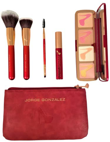 JORGE GONZALEZ Beauty Set, Highlighter Palette + Make-up Pinsel + Mascara + Tasche