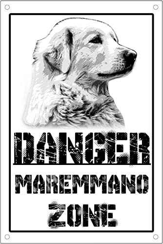 NEW CARTELLO SEGNALETICO - Danger PASTORE MAREMMANO zone - Adesivo Extra Resistente, Pannello in Forex, Pannello In Alluminio (PANNELLO IN ALLUMINIO 30X42 cm)