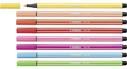 STABILO Pen 68 Premium Fasermaler Set mit 8 - Spring Tones, Mehrfarbig