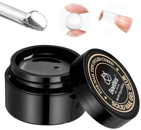 Beetles Solid Nail Glue Gel for False Tips, 15g Strong Adhesion for Clear Press on Acrylic Tips, Hard Gel 3D Sculpting for Summer Nail Art UV Light Cured