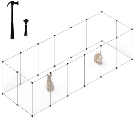 EUGAD Freigehege für Kaninchen & Meerschweinchen – BHT 302x72x102cm, erweiterbarer Auslauf aus Kunststoff