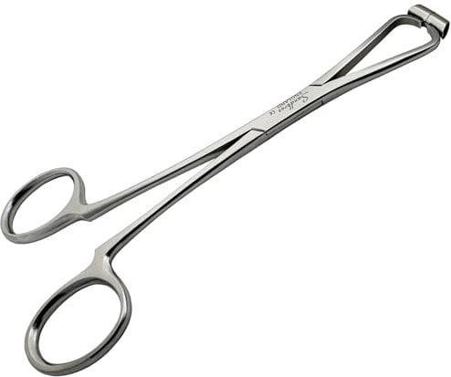 Septum Piercing Clamp Tool with Tube Hole – 6” Stainless Steel Nose Ear Tragus Piercing Tool – Silver Polished Piercing Clamp for Needles, Studs, Rings