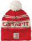 Carhartt Herren Strickmütze mit Bommel und Logo Beanie-Mütze, Einheitsgröße, Red Winter White