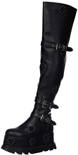 LAMODA Sonnet, Stivali sopra Il Ginocchio Donna, Black Black Heart, 40 EU