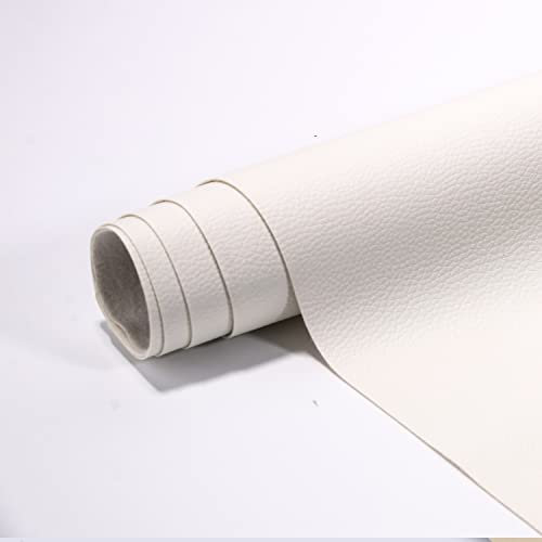 Ecopelle Adesiva, Pelle Adesiva per Riparazioni 60 x 300 cm, Patch per Riparazione in PU Pelle per Divani, Seggiolino Auto, Borse, Giacche, Artigianato fai-da-te, Bianco