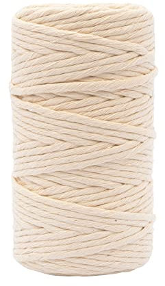 Vaessen Creative Makramee Garn Naturel, 4 mm x 100m, 100% Baumwolle, in Verschiedenen Farben Verfügbar, DIY, Basteln von Dekoration Wie Blumenampel, Wandbehang, Windlicht, Traumfänger