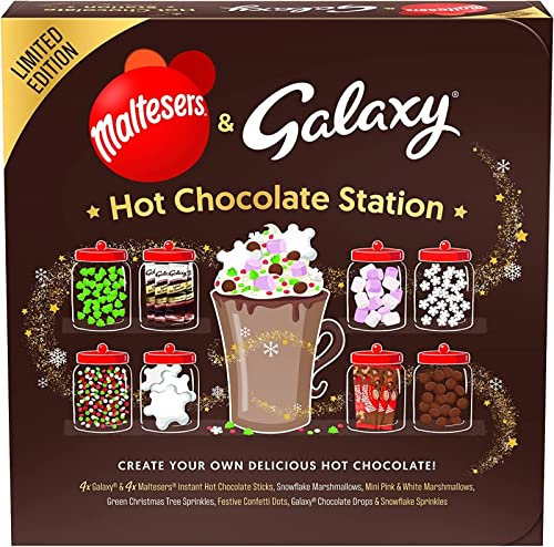 Galaxy Hot Chocolate Station Hot Chocolate Gift Set Featuring Galaxy & Maltesers Xmas Pack Hot Chocolate Sachets