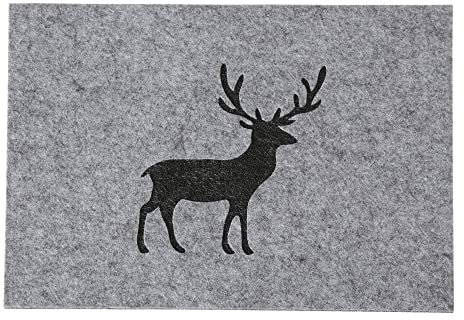 Filz Tischset mit Hirsch, grau, 45x35cm - Design Platzset Weihnachten Winter Alpen Deko