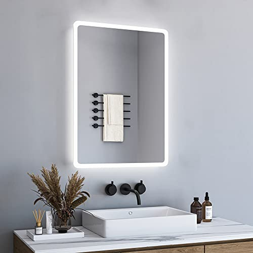 BD-Baode LED Badspiegel 40x60cm Badspiegel mit Beleuchtung Wandspiegel Badezimmerspiegel WandSchalter Kaltweiß 6500K IP44 energiesparend A+++