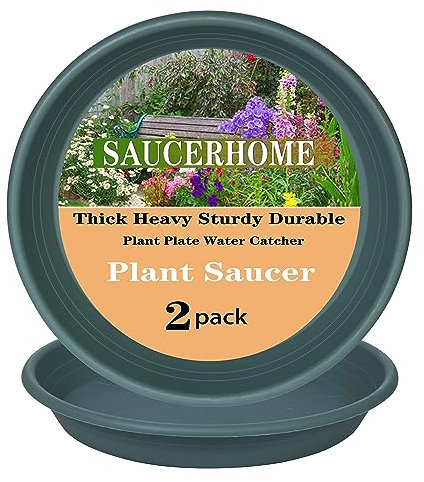 SAUCERHOME 2 Packungen Pflanzen-Untersetzer, Topfuntersetzer und Abtropfschalen für drinnen und draußen, strapazierfähig, 35,6 cm, 30,5 cm, 35,6 cm, 35,6 cm, Grün