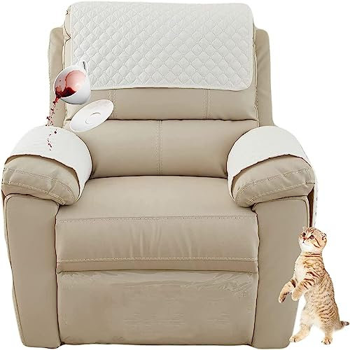 HYRAM Sesselschoner Für Relaxsessel Mit Armlehnen, 95% Wasserdicht Sesselauflage Für Fernsehsessel, 3 Sitzer rutschfest Armlehnenschoner Mit Taschen (1 Seater(3pcs),Beige)