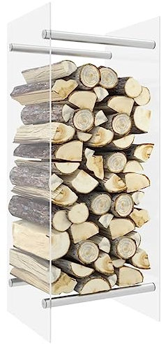 Gitter für Kaminholz, für den Außenbereich, aus gehärtetem Glas, transparent, 40 x 35 x 100 cm, Gepäckträger