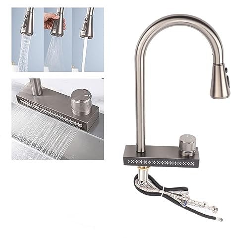 Kitchen Sink Faucet, Pull Out Waterfall Faucet with 4 Water Outlet Modes, Rainfall Faucet, Water Tap Sink Faucet, G1/2 Interface, Kitchen Faucet Replacement
