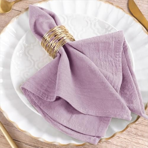 MLMW Lot de 6 serviettes de table en lin et coton lavables en vrac pour fête de mariage, fête prénatale, fête prénuptiale, décoration de table d'anniversaire - Violet lavande - 40,6 x 40,6 cm