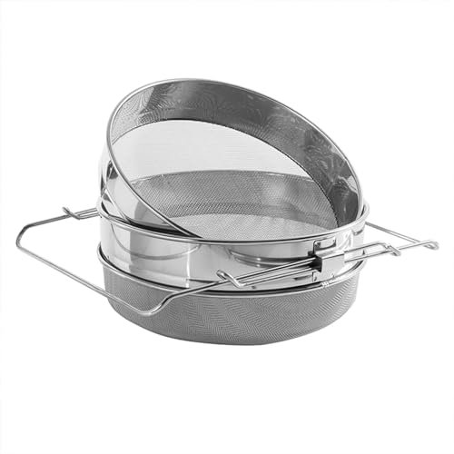 HMWOKPOT Colino per Miele in Acciaio Inossidabile Colino per Detriti di Miele con Doppio Setaccio per Api Strumenti per Attrezzature per Apicoltura con Filtro A Rete A Doppio Setaccio
