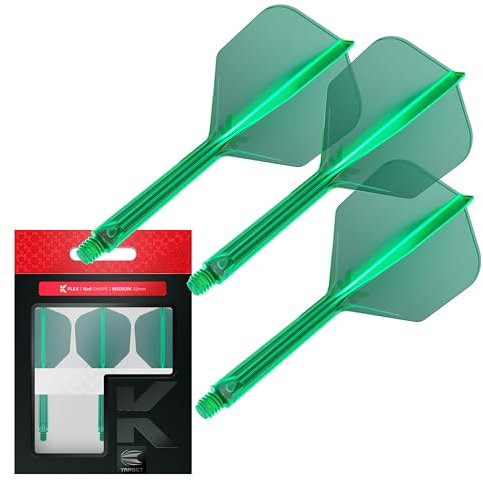 Target Darts K Flex Integrated Dart Flights and Shafts, Nr.6 Grün (Medium) | 3er Pack K-Flex - No6, Kflex All In One Moulded Dart Flight & Stem | Professionelles Dart Zubehör