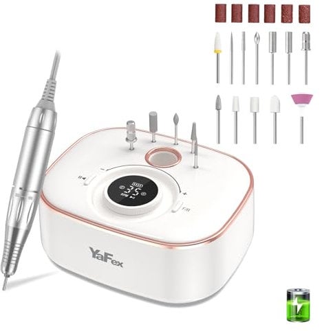 Nagelfräser für Gelnägel Akku 35000 U/Min,YaFex 12 in 1 Fräser für Gelnäge Professionelle mit 4000mAh Akku,Kabellos Nutzung 8-10 Stunden,Nagelfeile Maniküre Pediküre Set für Gelnägel