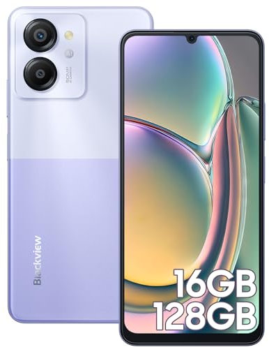 Blackview Mobile Phones Sim Free Unlocked, Color 8 android 13 phones, 16GB+128GB/1TB, 6.75’’ HD+ 90Hz, 6000mAh 18W Fast Charge, 50MP Camera, 4G Phone Unlocked, Face ID/Fingerprint/OTG/GPS - Purple