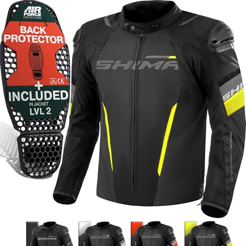 SHIMA Solid 2.0 Motorrad Jacke Herren Protektoren AirForce Rückenprotektor Motorradjacke Sommer Schutzjacken Textiljacke Wasserdicht Protektorenjacke Sommerjacke Stadt (Männer, Fluo, Regular, 3XL)