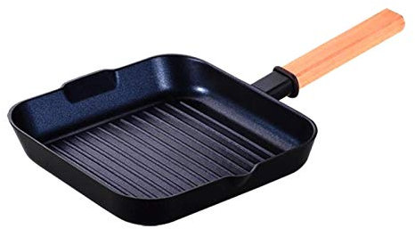 WBDHEHHD Schwarze Bratpfanne aus Gusseisen mit Antihaftbeschichtung, quadratische Pfanne aus Gusseisen mit hoher Hitze, gesundes, fettarmes Kochen, Camping-Kochvision
