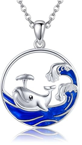 DAYLINLOVE Ozean Tier Halskette 925 Sterling Silber Welle/Hai/Delphin/Medulen/Hammerhai Kette Anhänger Schmuck Geschenke für Damen