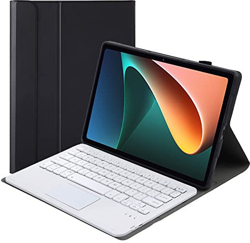 VLEAQC Funda de Teclado para Redmi Pad Pro 12.1 Pulgadas 2024, Teclado Bluetooth magnético Desmontable con trackpad multitáctil, Cubierta Protectora Delgada y Ligera,Blanco