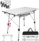 Yiyai Campingtisch Faltbar Höhenverstellbar 45cm/68cm, 90 x 53cm(B x T), Klapptisch Camping Tisch mit Aluminiumrahmen Campingtisch Klappbar Balkontisch mit Tragetasche - bis 30KG