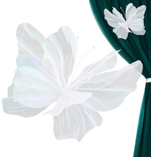 Schmetterling Dekoration für die Wand - große Seide Schmetterling Ornamente, Wand Deko, 19,7 Zoll Netz handgemachte Kunst, Kunstschmetterling Home Deko, Hochzeitsdekoration