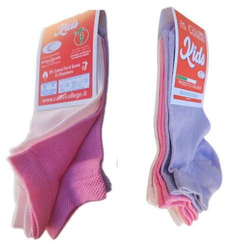 calze college - 12/6/3 Paia Fantasmini Bambino e Bambina Estivi, Calzini Filo di Scozia Bambino, Calzini Bambina da Sotto alla Caviglia (6 Paia Colori Bimba, 2-4 Anni N.24-28)