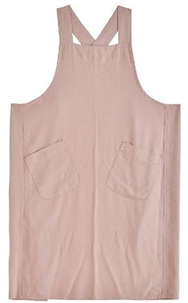 Nanxson Frauen Leinen Schürze Küchenschürze Kreuz Rücken Vintage Kochenschürze mit 2 Taschen für Backen Gartenarbeit Kochen