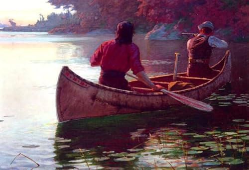 Edward Potthast Jagd mit dem Kanu DIY Malen nach Zahlen Kits Ölgemälde Kunst Geschenk