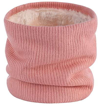 Winter Neck Warmer Fleece Lined Infinity Scarf Thicken Thermal Windproof and Dust Skiing Circle Double-Layer Knitted Snoods Scarf for Mens Women Sports Cycling Ski