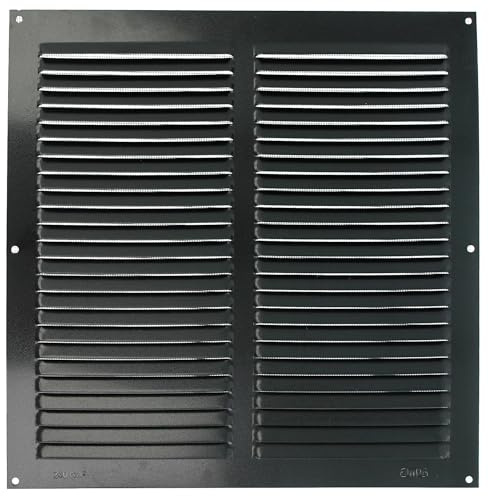 Amig - Quadratisches Aluminiumgitter mit Insektenschutz | Lüftungsgitter für Luftauslass | Ideal für Decken in Küche und Bad | Maße 250 x 250 mm | Farbe Schwarz