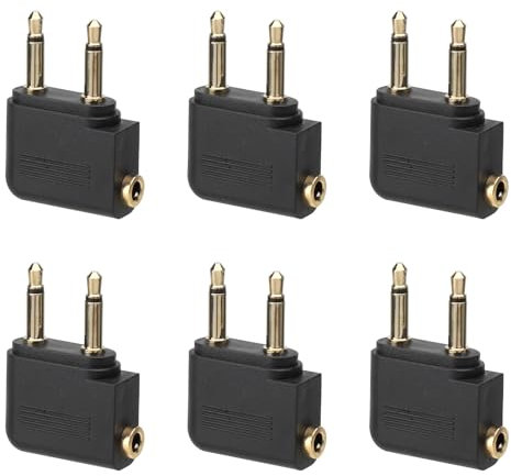 HENGBIRD Lot de 6 adaptateurs pour casque d'avion - Adaptateur pour casque d'avion - Double prise mâle 3,5 mm vers femelle - Plaqué or
