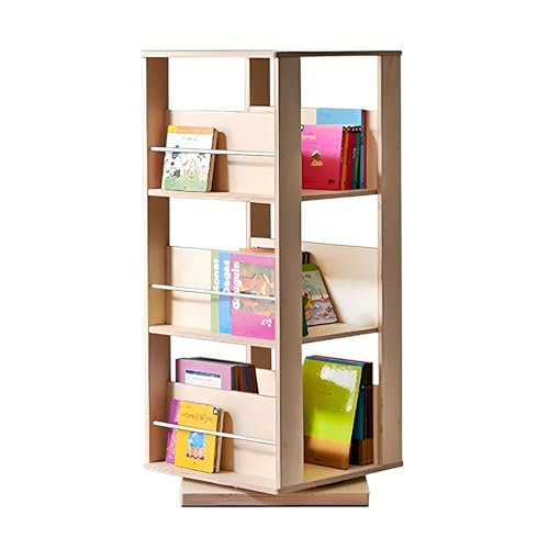 WLCNYL (:Drehbares Bücherregal, bodenstehender Bücherturm, 360-Grad-Ausstellungsregal, drehbares Bücherregal aus Holz, für kleine Räume, Schlafzimmer, Wohnzimmer (3 Ebenen, 47,5 x 47,5 x 109,2 cm)