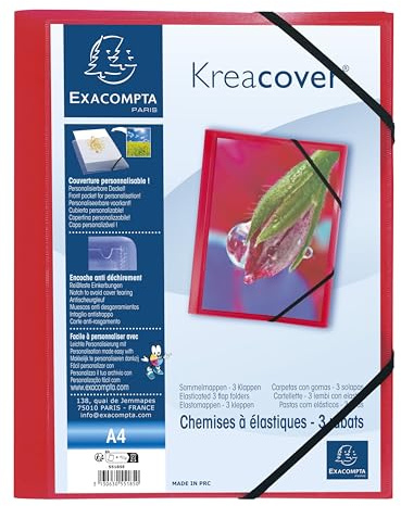 Exacompta 25 Gummizugmappen Kreacover 3 Klappen rot