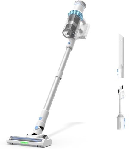 Twotoo 45KPa/550W Aspirapolvere Senza Fili Potente, 60Mins Scopa Elettrica Senza Fili, Ultra-silenzioso LED Smart Anti-Avvolgimento Aspirapolvere spazzola per Pavimenti Tappeti Peli di Animalili