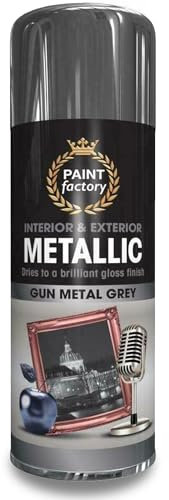 AOC24 Gun Metal Grey Spray Paint 400ml – Metallic Gloss Finish – Quick Drying Multi-Purpose Spray for Interior & Exterior Use on Furniture, Plastic, Metal, Wood Aerosol Spray Paint (1)