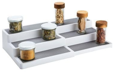 Lakeland 3-Tier Mini Expandable Shelf Extends from 24 to 44.5cm Wide Non-Slip Surface