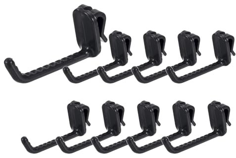 sourcing map 10 Grid Wall Hooks, 3 Inch Grid Wall Panel Plastic Utility Hook, Shelf Hooks for Garage Store Warehouse Shop Home Hanging, Black