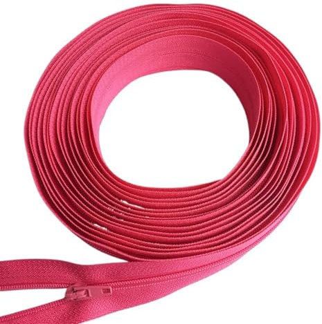 Cerniera Lampo Rotoli di cerniere in nylon lunghi 1/2/3/5/8/10 metri con cursore for cerniera con bloccaggio automatico for accessori di cucito su misura per Cucito e Artigianato(Red,15 Meter)