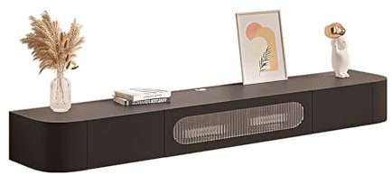 Floating TV Shelves With Door & Drawers,Wall Mounted TV Cabinet,Entertainment Center Wall Mounted Media Console,Floating TV Stand In Solid Wood With cable hole, Suitable for living room, bed