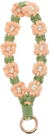 CAPASTEC Blumen Bohemia Schlüsselanhänger, Schlüssel Anhänger Geflochten kurz, Makramee Schlüsselband Damen, Anhänger Band Zinklegierung, Niedlicher für Frauen