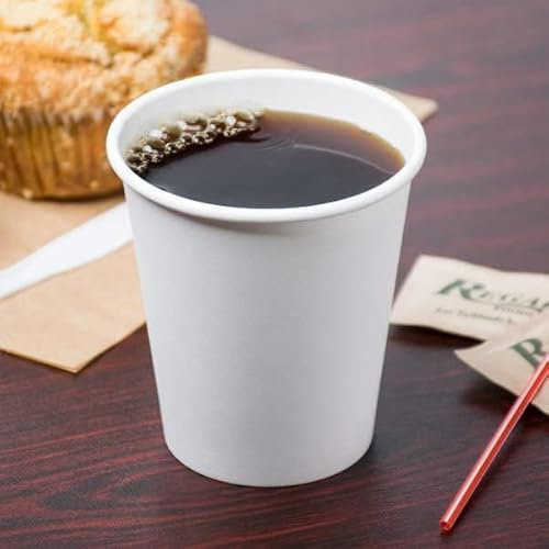 1000 X 8oz Single Wall White Paper Cups for Hot & Cold Drinks Premium Disposable Coffee/Tea Paper Cups Perfect for Your Home, Café, Work, Parties or Outdoors (1000, 8oz)