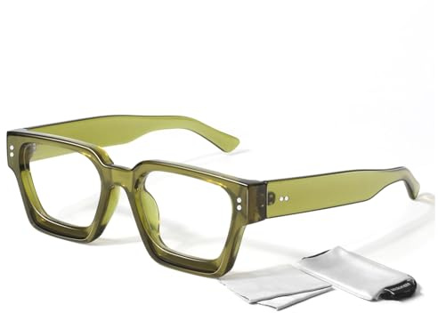 Oversized Thick Square Fake Glasses for Women Men,Fashion Preppy Clear Lens Eyeglasses with 100% UV400 Protection