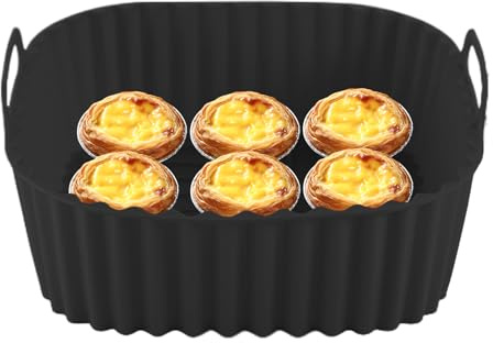 Silicone Air Fryer Liner - Heat Resistant Square Cooking Plate | Non-Stick Baking Tray with Easy Clean Feature, Reusable Kitchen Cookware For Grilling Roasting Pizza Cake Family Meals Apartment